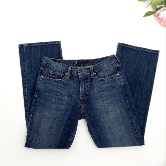 LEVI'S Curvy Stud & Piping Detail Flap Back Pocket Distressed Dark Wash Jeans 8 - Picture 5 of 9